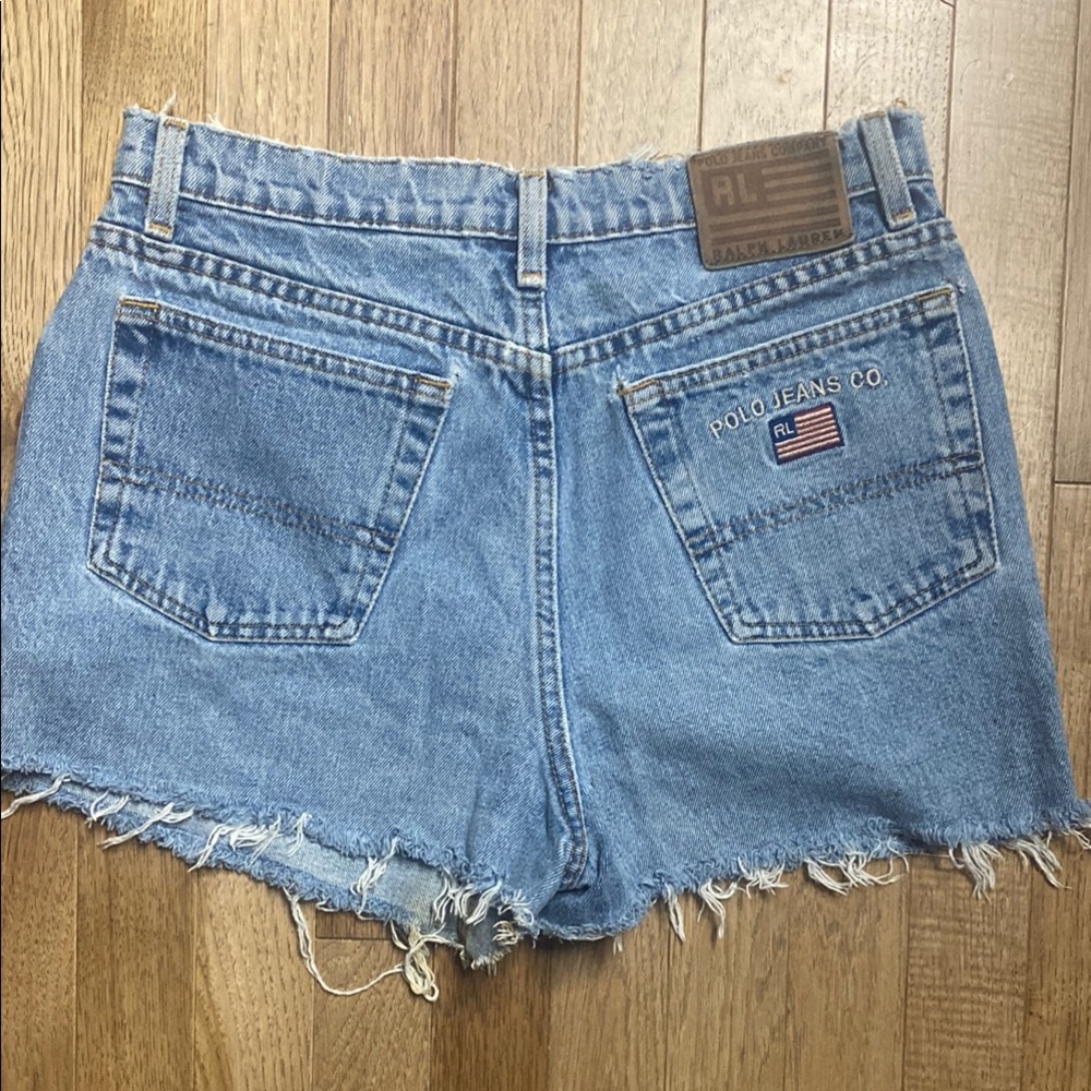 Ralph Lauren Blue Jean Shorts Distressed Hem